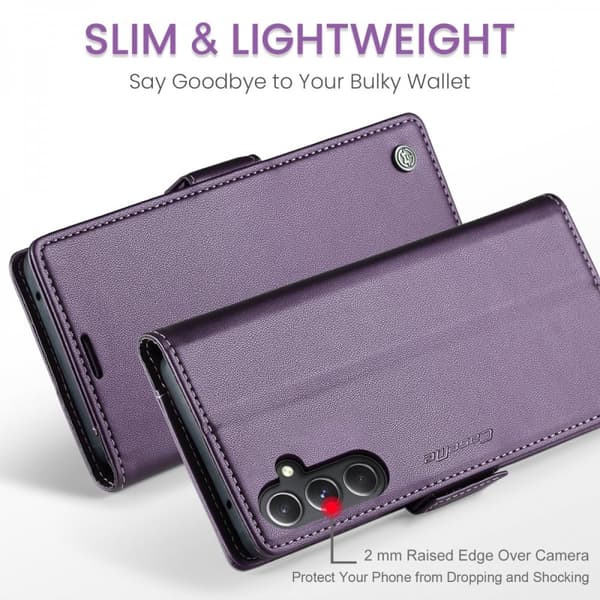 CaseMe Slim Plånboksfodral RFID-skydd Samsung Galaxy S23 FE Lila