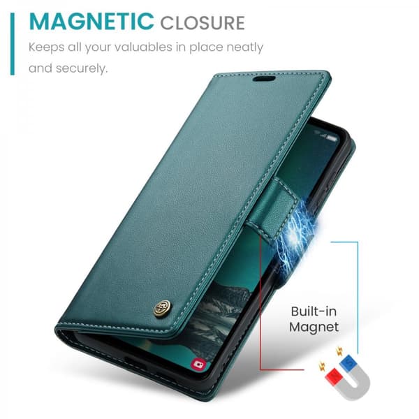CaseMe Slim Plånboksfodral RFID-skydd Samsung Galaxy S23 FE Grön