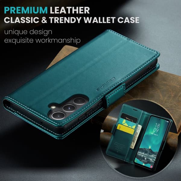 CaseMe Slim Plånboksfodral RFID-skydd Samsung Galaxy S23 FE Grön