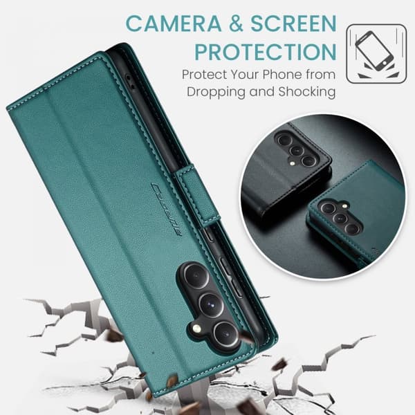 CaseMe Slim Plånboksfodral RFID-skydd Samsung Galaxy S23 FE Grön