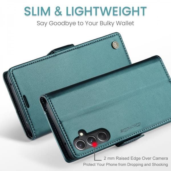 CaseMe Slim Plånboksfodral RFID-skydd Samsung Galaxy S23 FE Grön
