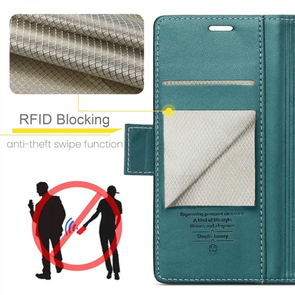 CaseMe Slim Plånboksfodral RFID-skydd Samsung Galaxy S23 FE Grön