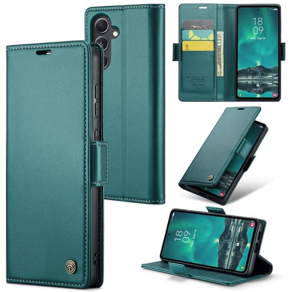 CaseMe Slim Plånboksfodral RFID-skydd Samsung Galaxy S23 FE Grön
