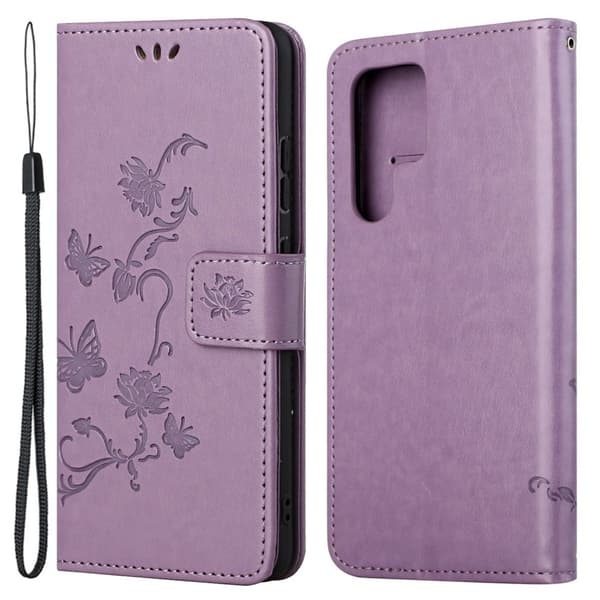 Läderfodral Fjärilar Samsung Galaxy S24 Ultra Lila