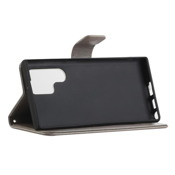 Läderfodral Fjärilar Samsung Galaxy S24 Ultra Grå