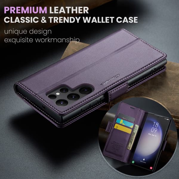 CaseMe Slim Plånboksfodral RFID-skydd Samsung Galaxy S24 Ultra Lila