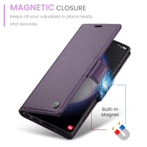 CaseMe Slim Plånboksfodral RFID-skydd Samsung Galaxy S24 Ultra Lila
