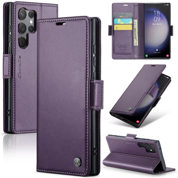 CaseMe Slim Plånboksfodral RFID-skydd Samsung Galaxy S24 Ultra Lila