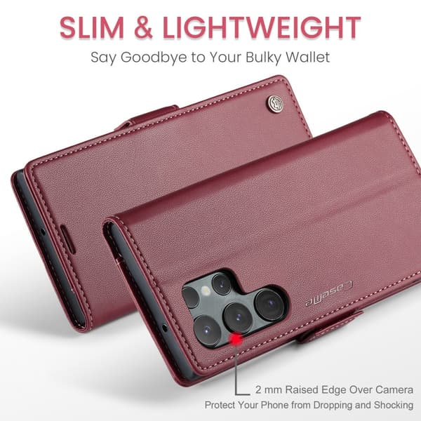 CaseMe Slim Plånboksfodral RFID-skydd Samsung Galaxy S24 Ultra Röd