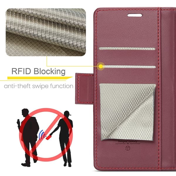 CaseMe Slim Plånboksfodral RFID-skydd Samsung Galaxy S24 Ultra Röd