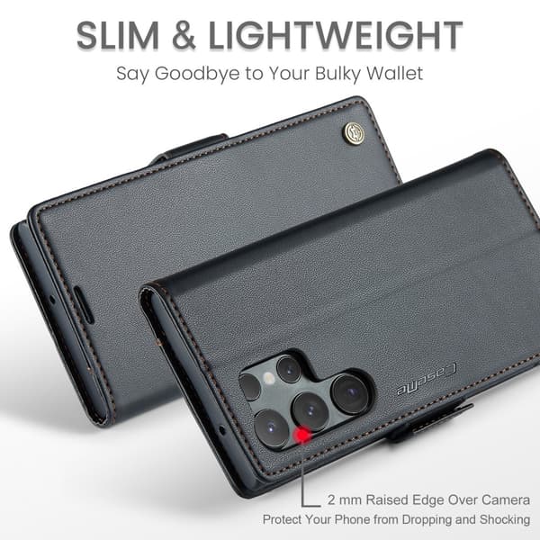 CaseMe Slim Plånboksfodral RFID-skydd Samsung Galaxy S24 Ultra Svart