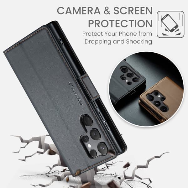 CaseMe Slim Plånboksfodral RFID-skydd Samsung Galaxy S24 Ultra Svart