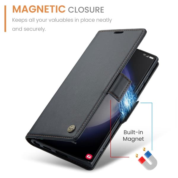 CaseMe Slim Plånboksfodral RFID-skydd Samsung Galaxy S24 Ultra Svart