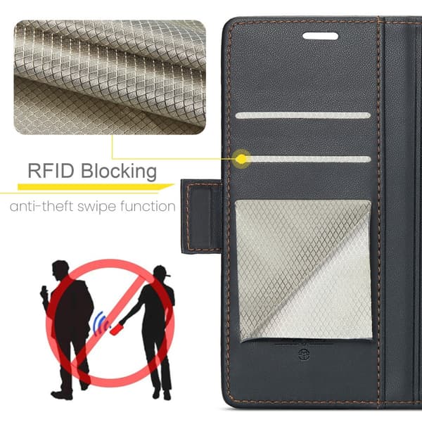 CaseMe Slim Plånboksfodral RFID-skydd Samsung Galaxy S24 Ultra Svart