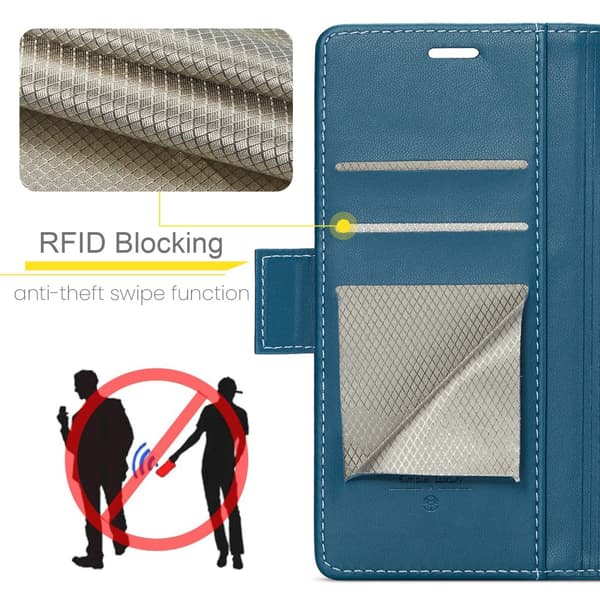 CaseMe Slim Plånboksfodral RFID-skydd Samsung Galaxy S24 Ultra Blå