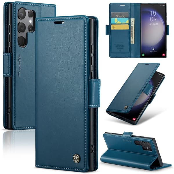 CaseMe Slim Plånboksfodral RFID-skydd Samsung Galaxy S24 Ultra Blå