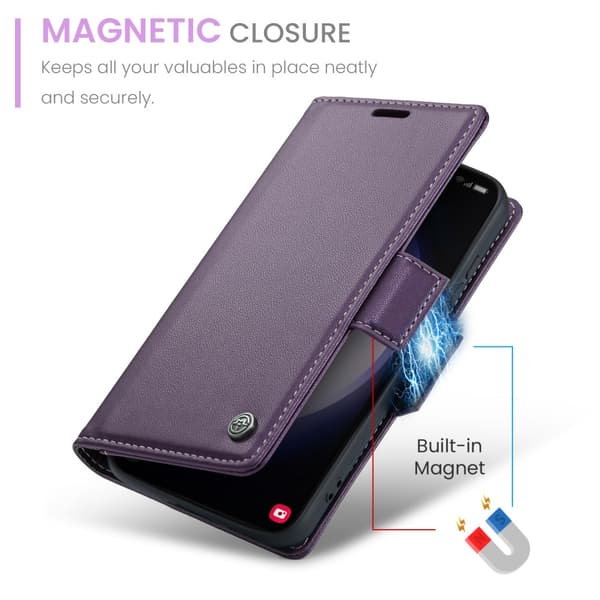 CaseMe Slim Plånboksfodral RFID-skydd Samsung Galaxy S24 Plus Lila