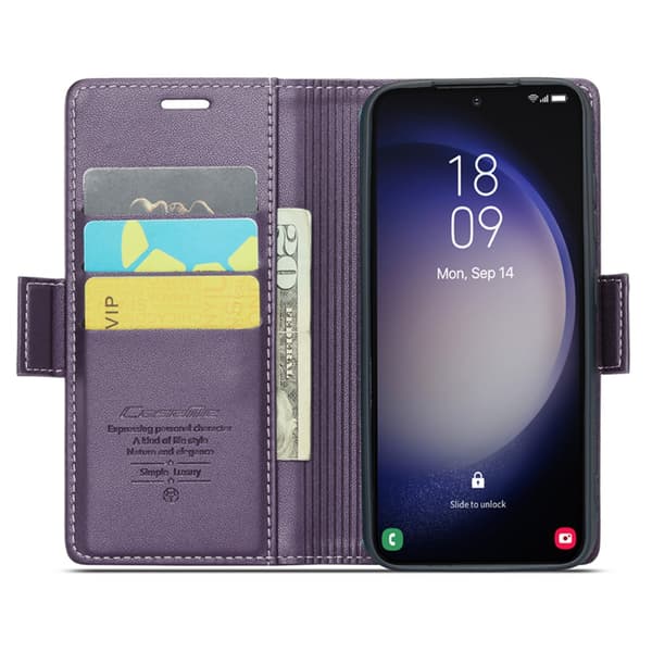 CaseMe Slim Plånboksfodral RFID-skydd Samsung Galaxy S24 Plus Lila