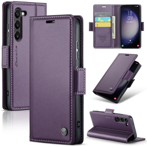 CaseMe Slim Plånboksfodral RFID-skydd Samsung Galaxy S24 Plus Lila