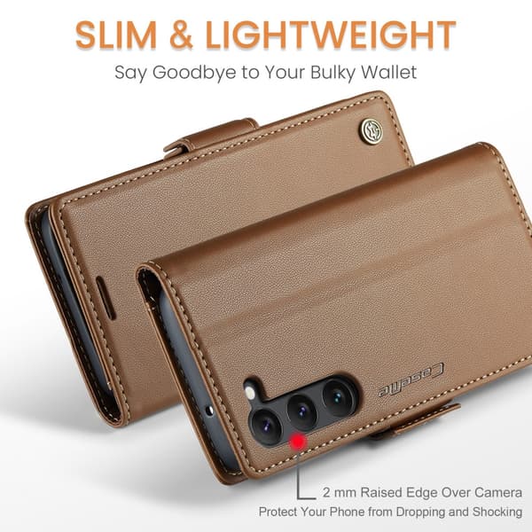 CaseMe Slim Plånboksfodral RFID-skydd Samsung Galaxy S24 Plus Brun
