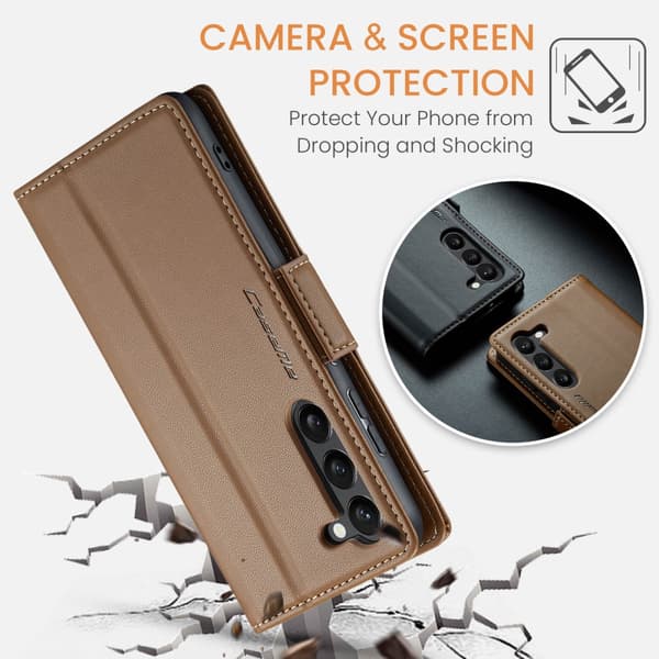 CaseMe Slim Plånboksfodral RFID-skydd Samsung Galaxy S24 Plus Brun