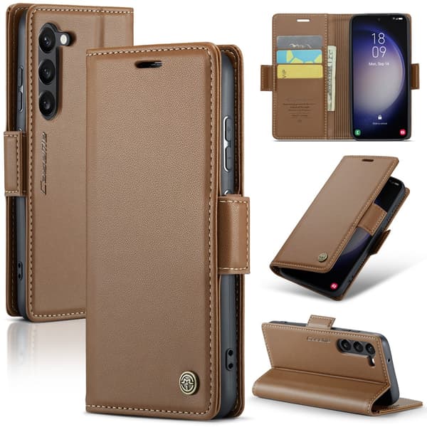 CaseMe Slim Plånboksfodral RFID-skydd Samsung Galaxy S24 Plus Brun