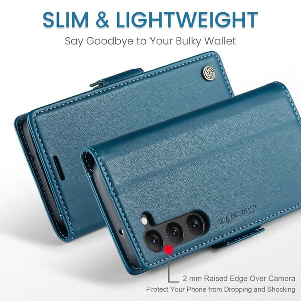 CaseMe Slim Plånboksfodral RFID-skydd Samsung Galaxy S24 Plus Blå