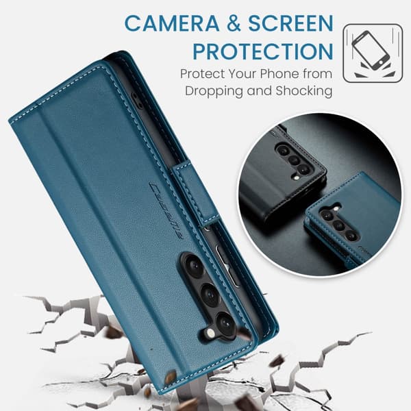 CaseMe Slim Plånboksfodral RFID-skydd Samsung Galaxy S24 Plus Blå