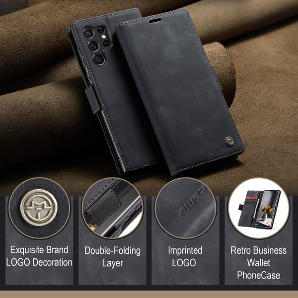 CaseMe Slim Plånboksfodral Samsung Galaxy S24 Ultra Svart