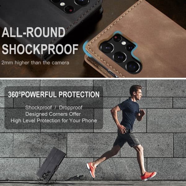 CaseMe Slim Plånboksfodral Samsung Galaxy S24 Ultra Svart