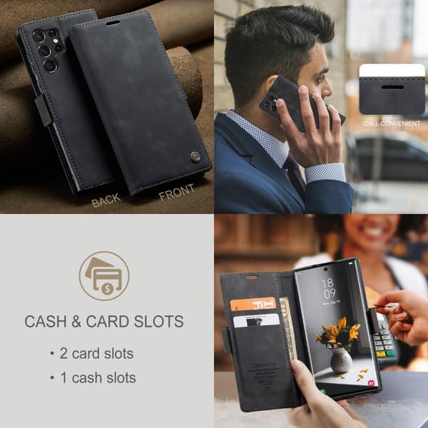 CaseMe Slim Plånboksfodral Samsung Galaxy S24 Ultra Svart