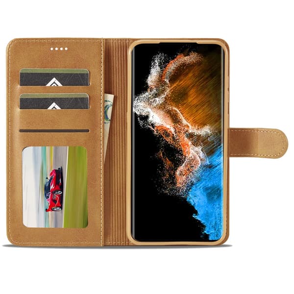 LC.IMEEKE Plånboksfodral Samsung Galaxy S24 Cognac