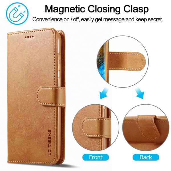 LC.IMEEKE Plånboksfodral Samsung Galaxy S24 Plus Cognac