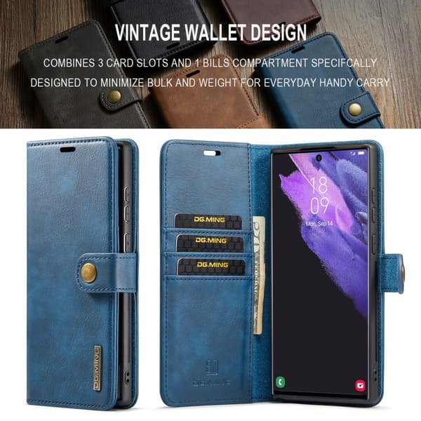 DG.MING 2-in-1 Magnet Wallet Samsung Galaxy S24 Ultra Blue