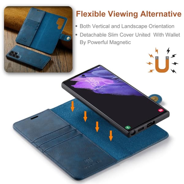 DG.MING 2-in-1 Magnet Wallet Samsung Galaxy S24 Ultra Blue