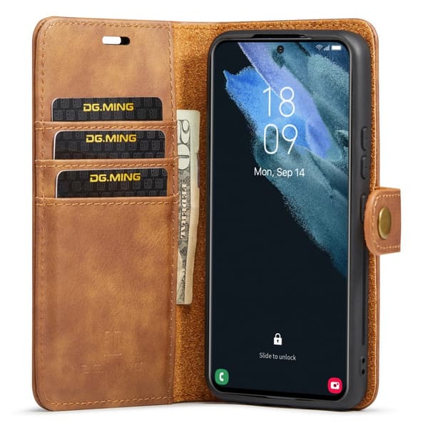 DG.MING 2-in-1 Magnet Wallet Samsung Galaxy S24 Cognac