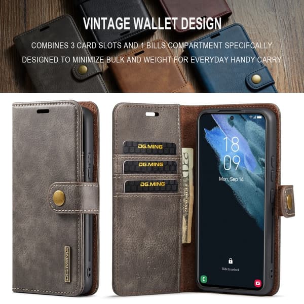 DG.MING 2-in-1 Magnet Wallet Samsung Galaxy S24 Brown