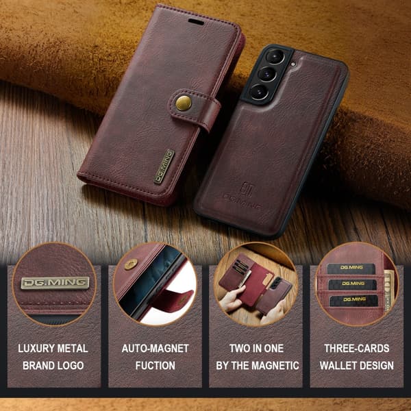 DG.MING 2-in-1 Magnet Wallet Samsung Galaxy S24 Red