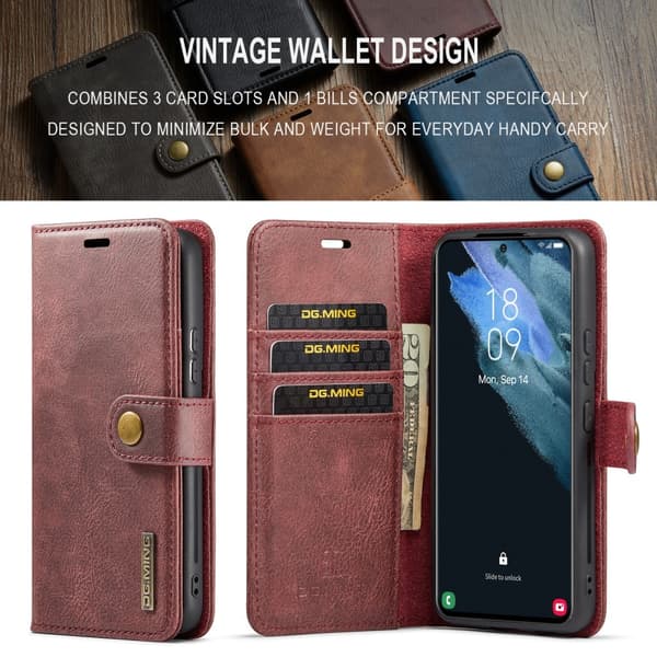 DG.MING 2-in-1 Magnet Wallet Samsung Galaxy S24 Red