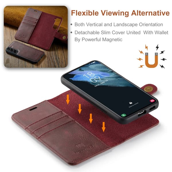 DG.MING 2-in-1 Magnet Wallet Samsung Galaxy S24 Red