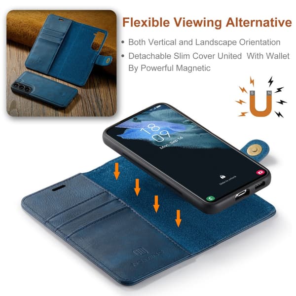DG.MING 2-in-1 Magnet Wallet Samsung Galaxy S24 Plus Blue