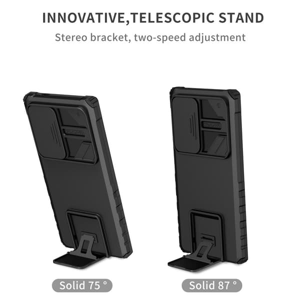 Kickstand Skal Samsung Galaxy S24 Ultra Kameraskydd Svart