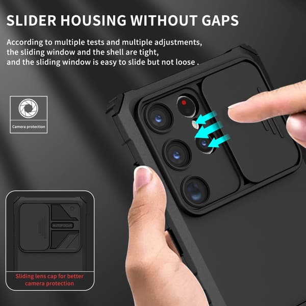 Kickstand Skal Samsung Galaxy S24 Ultra Kameraskydd Svart