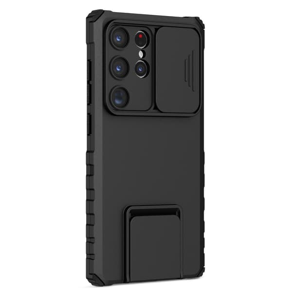 Kickstand Skal Samsung Galaxy S24 Ultra Kameraskydd Svart