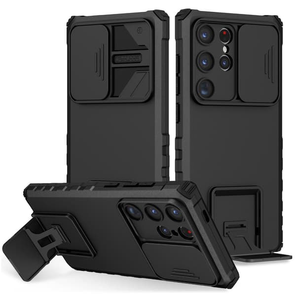 Kickstand Skal Samsung Galaxy S24 Ultra Kameraskydd Svart