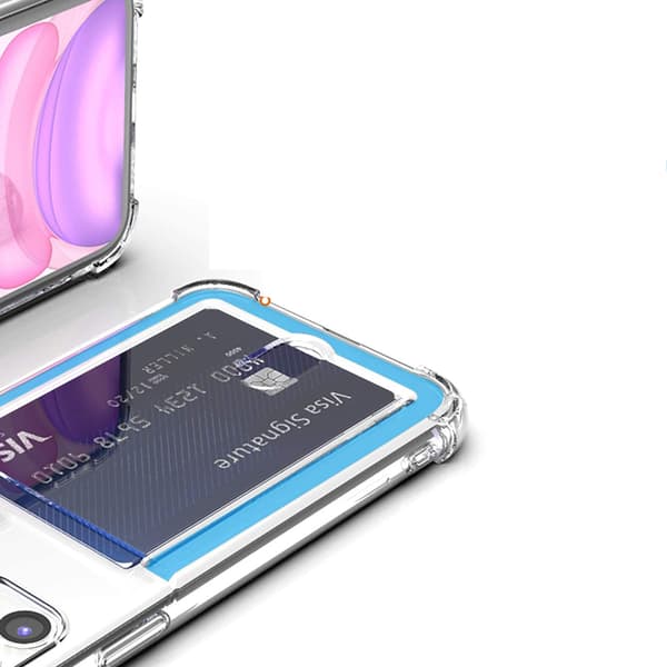 iPhone 15 plus - St�td�mpande Praktiskt Skal med Korth�llare