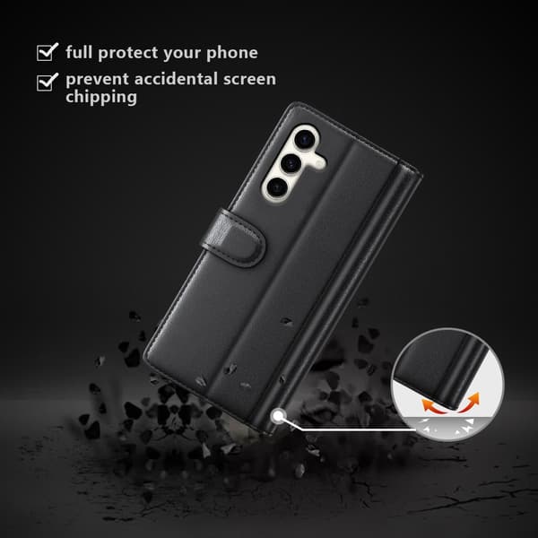 Äkta Läderfodral Samsung Galaxy S24 Plus Svart