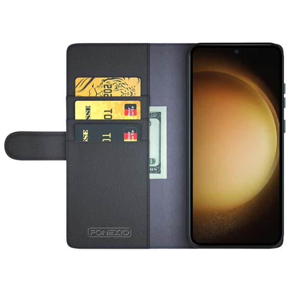 Äkta Läderfodral Samsung Galaxy S24 Plus Svart