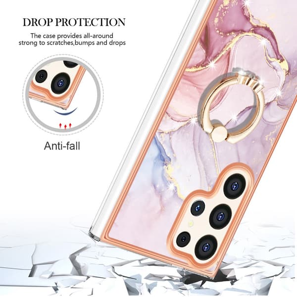 Skal Med Ringhållare Samsung Galaxy S24 Ultra Rosé Marmor