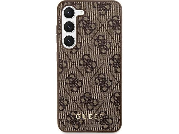 Aito GUESS GUHCS24MG4GFBR etupaneelikotelo Samsung S24 Plus -puhelimelle (klassinen logo / ruskea)